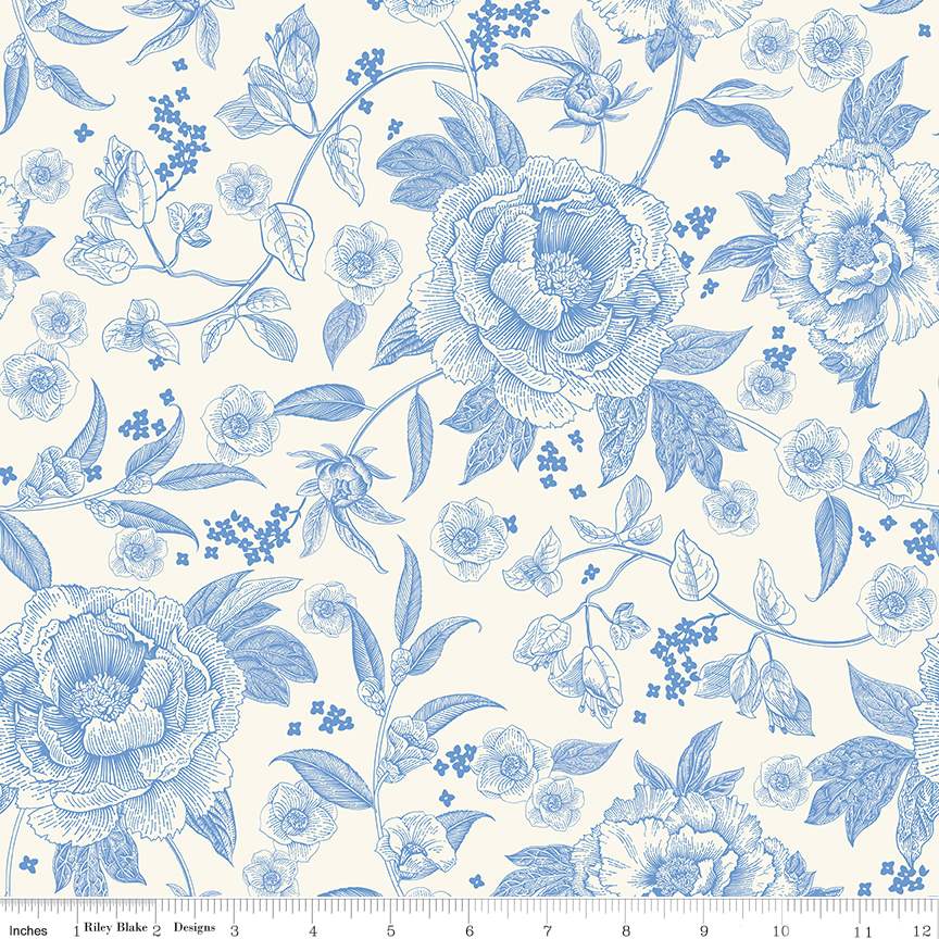 Penelope Floral Cream Cotton Wideback Fabric per yard Riley Blake Designs