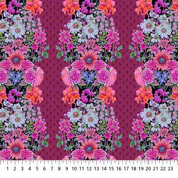 Perennial Borders Beata's Garden in Plum AMT137-84L Cotton 44"/45" Fabric Per Yard Northcott