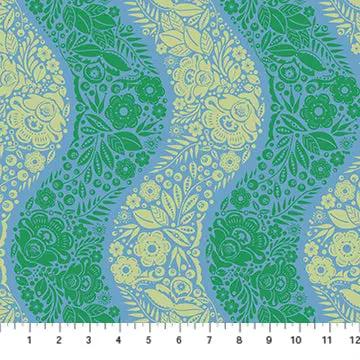 Perennial Borders Village Path in Sea AMT139-64C Cotton 44"/45" Fabric Per Yard Northcott