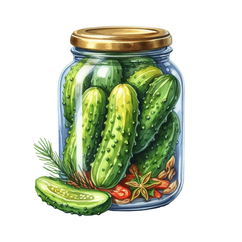 Pickle in a Glass Jar Fabric Panel 4 QuiltingFabricPanels