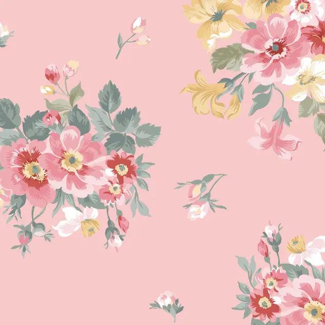 Pink Bouquet La Fleur Flannel Cotton 42"/43" Fabric Per Yard EE Schenck Co