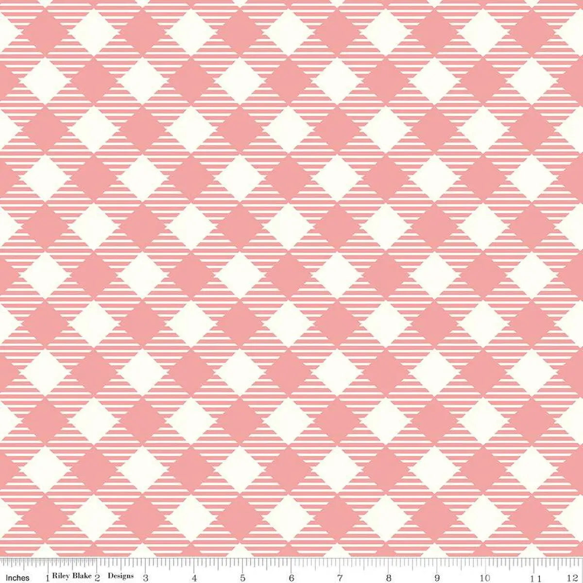 Pink Coral Lori Holt Bee Ginghams Cotton Wideback Fabric ( 1 yard pack ) Riley Blake Designs
