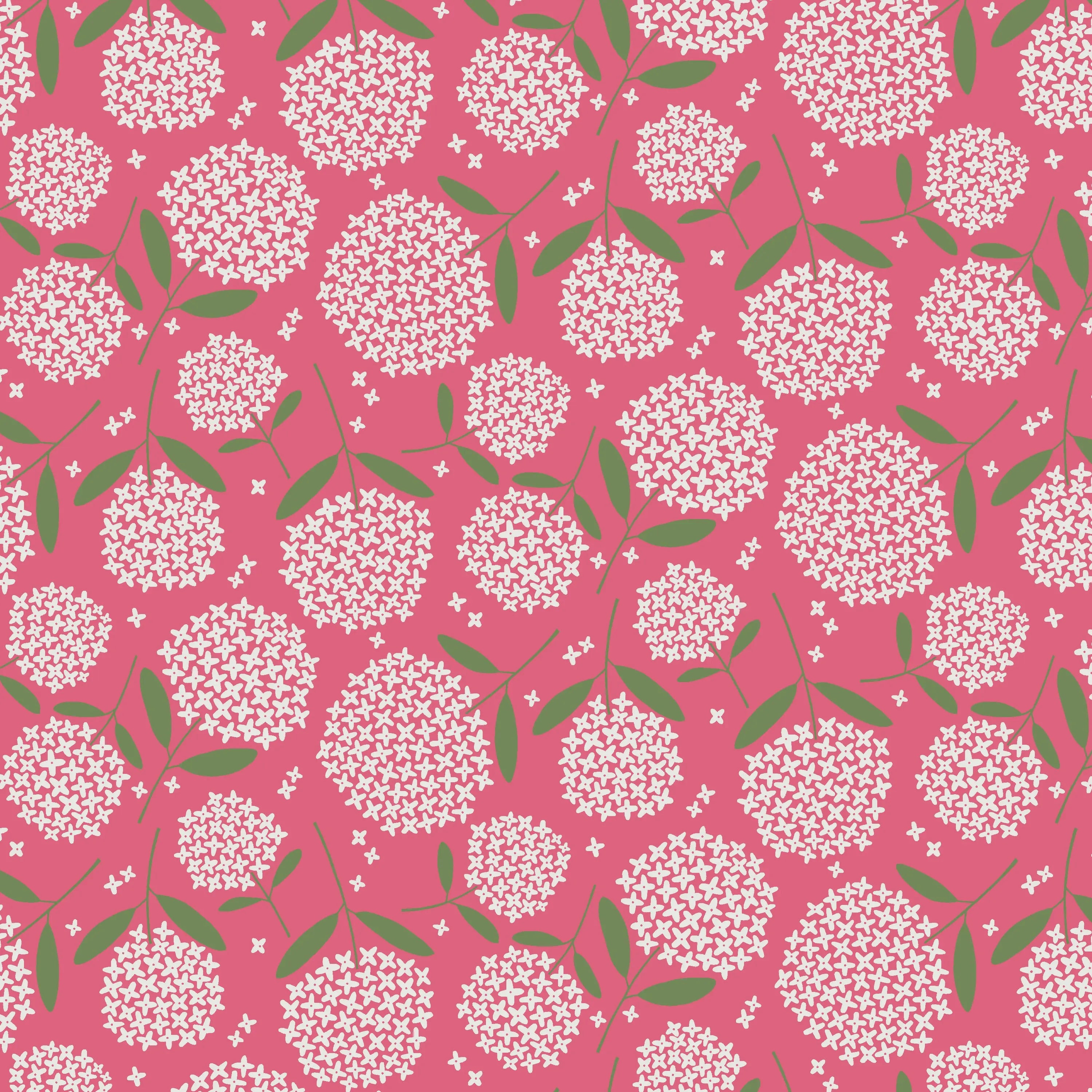 Pink Fiori Medium Pink Blooming Color Cotton Wideback Fabric per yard - Linda's Electric Quilters