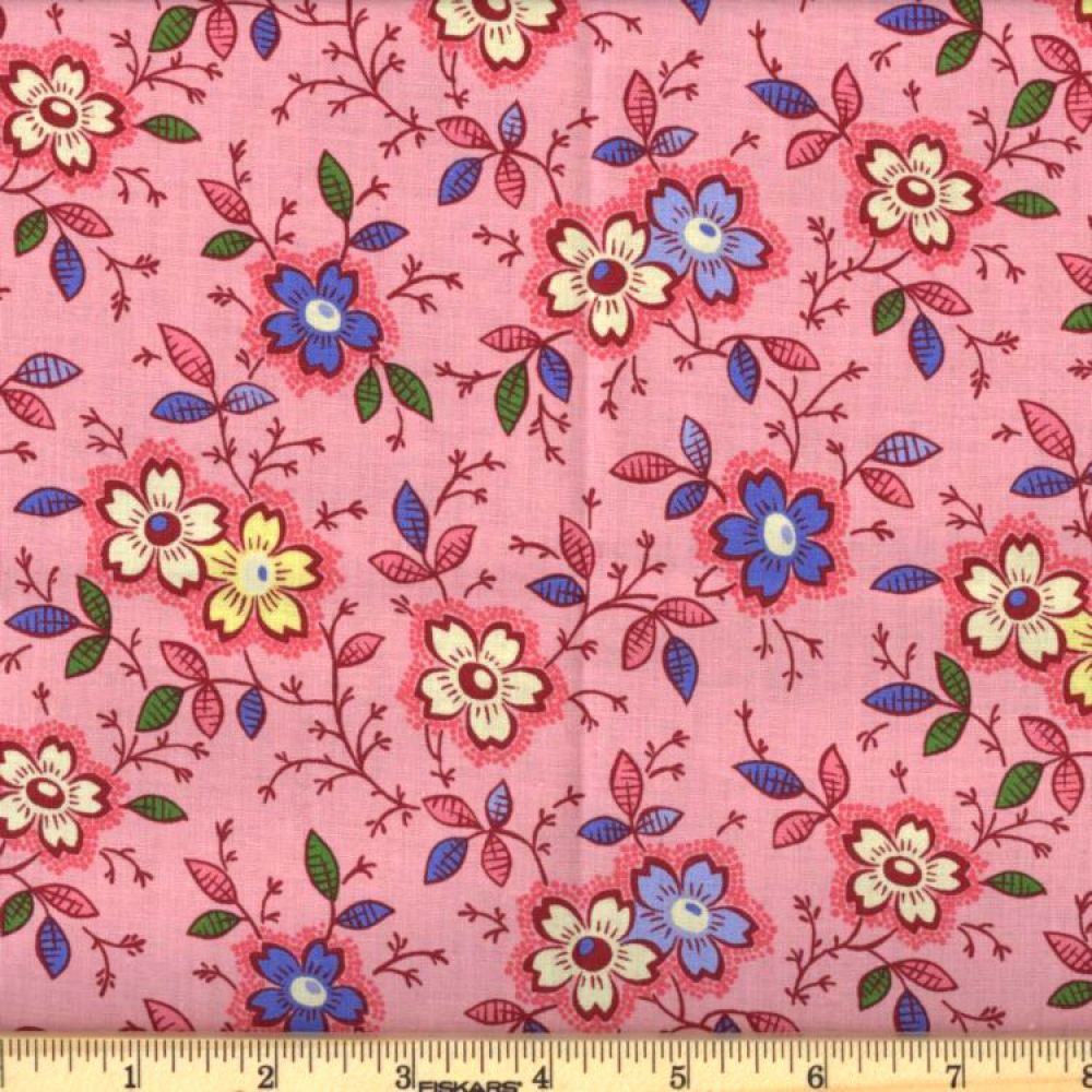 Pink Happy Floral 45" Wide Cotton Fabric Per Yard