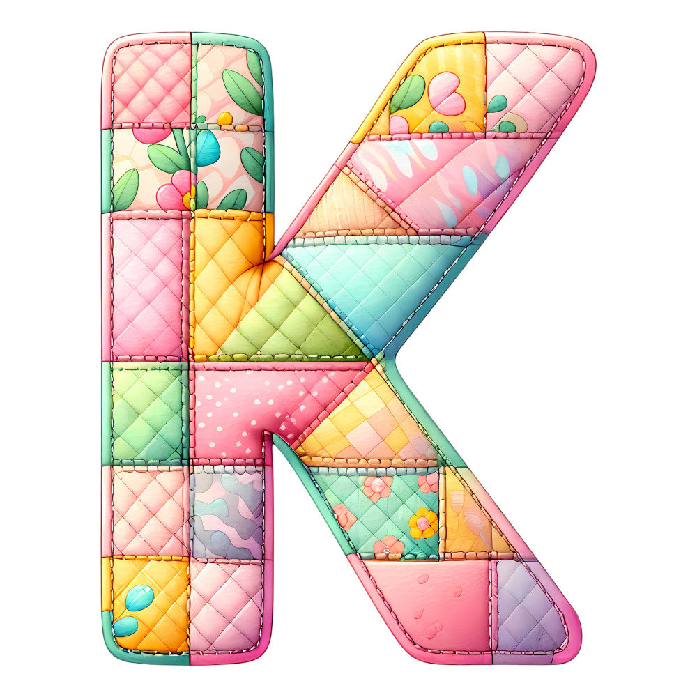 Pink Patchwork Alphabet Fabric Panel 22 - Linda's Electric Quilters
