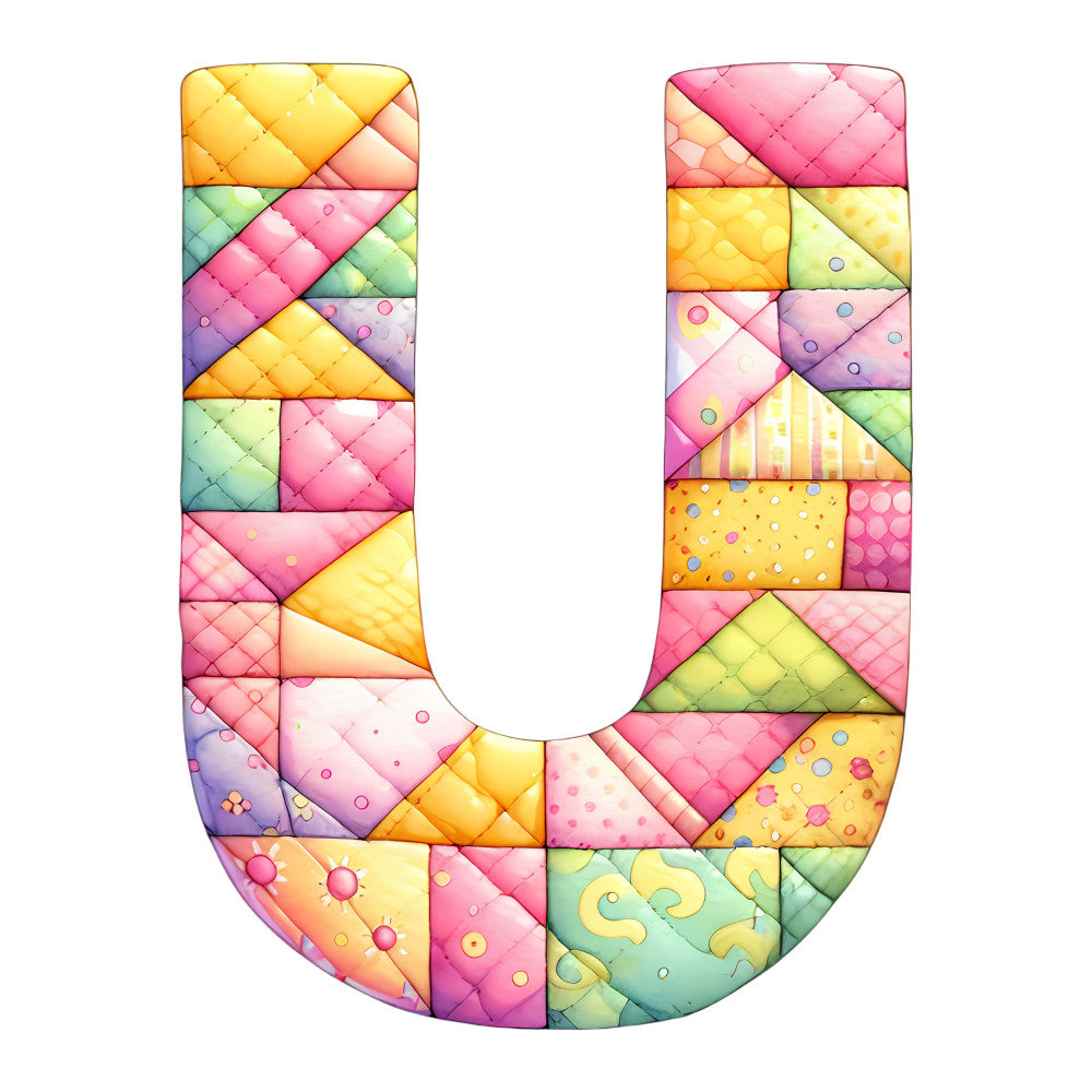 Pink Patchwork Alphabet Fabric Panel 32