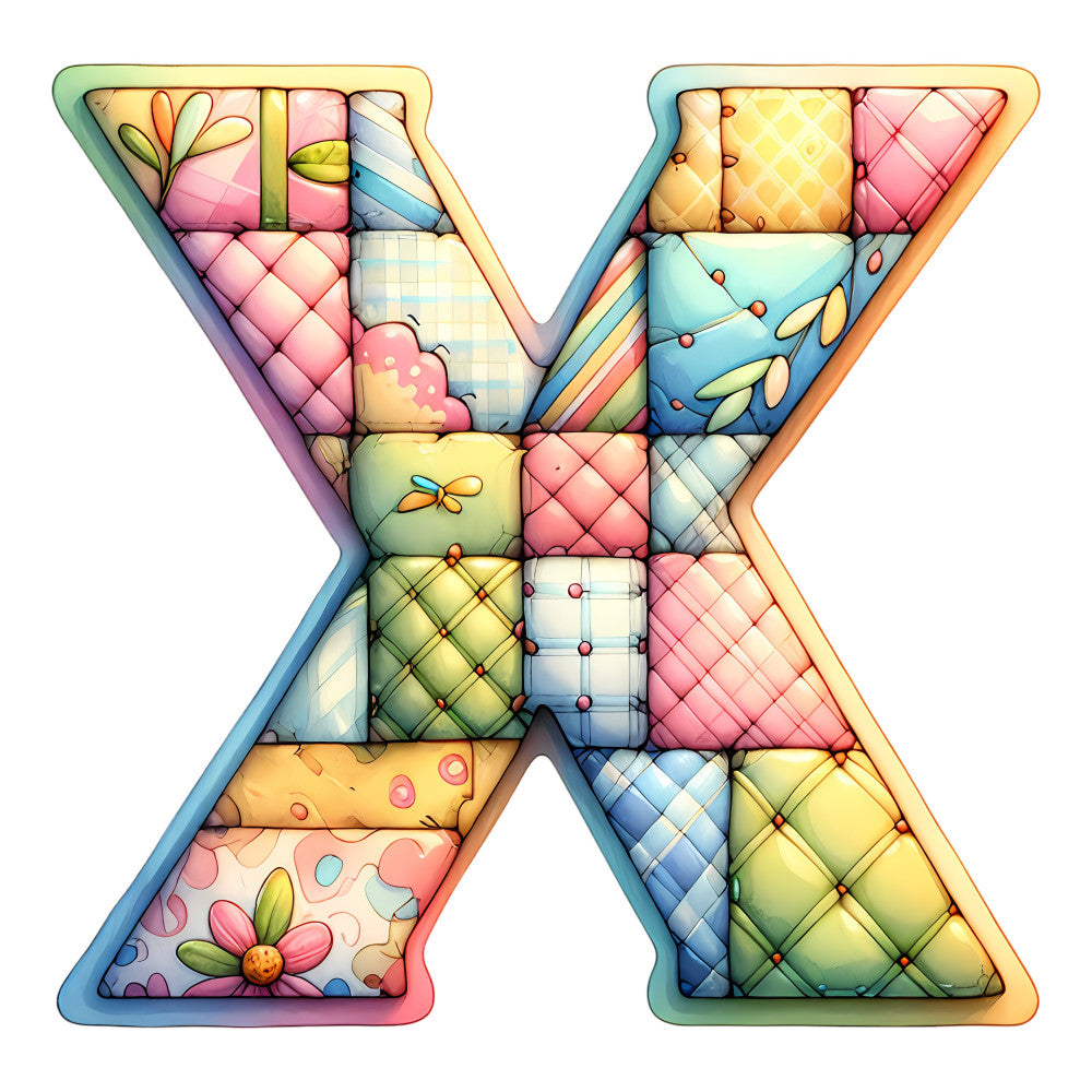 Pink Patchwork Alphabet Fabric Panel 35