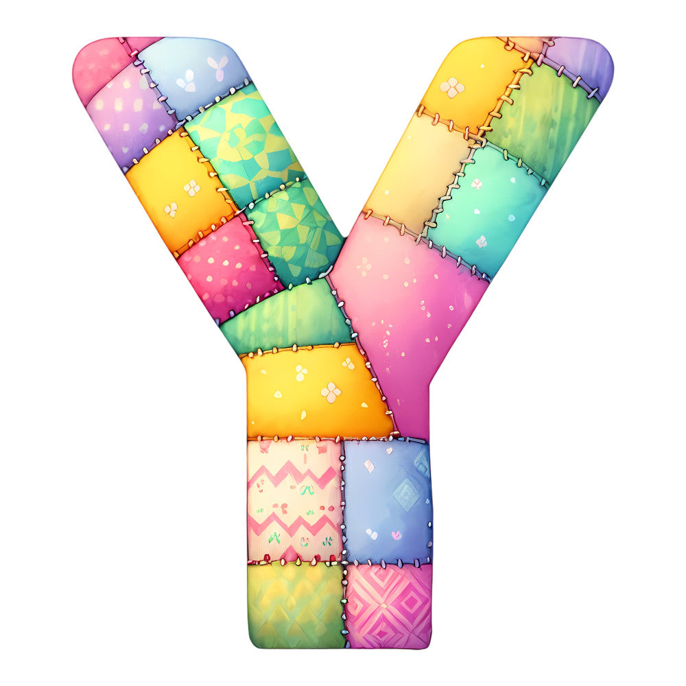 Pink Patchwork Alphabet Fabric Panel 36