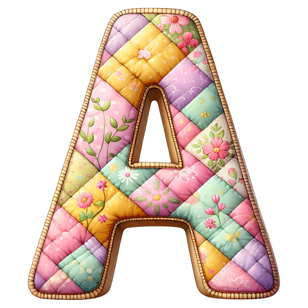 Pink Patchwork Alphabet Fabric Panel 37
