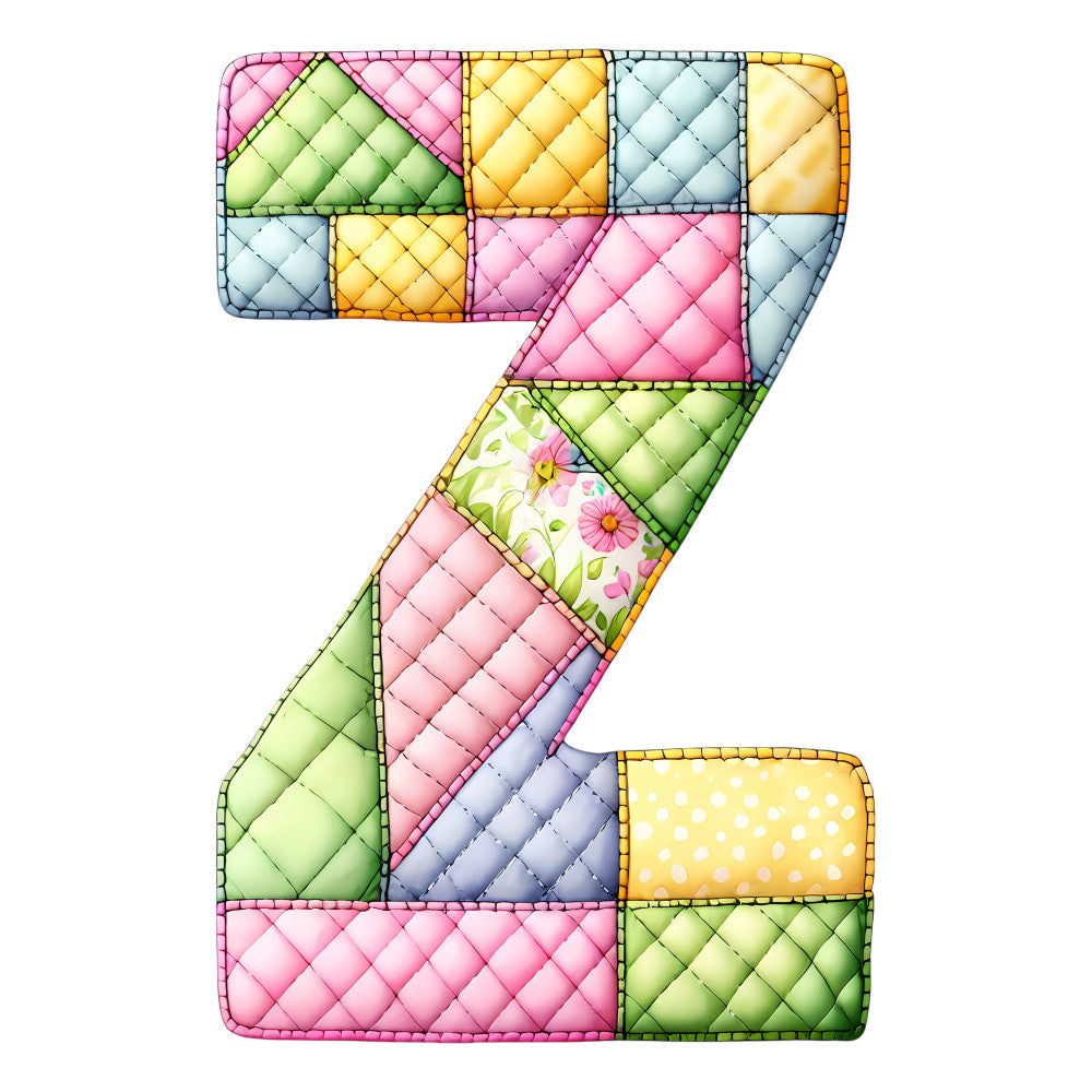 Pink Patchwork Alphabet Fabric Panel 43