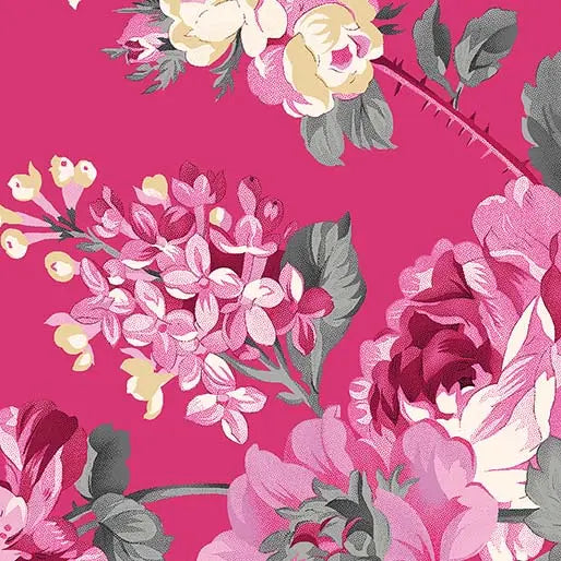 Pink Rose Garden Cotton Wideback Fabric per yard