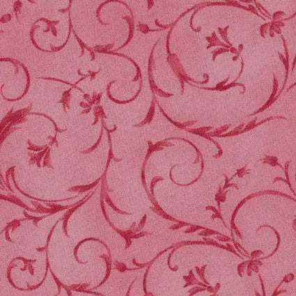 Pink Rosette Elegant Scroll Cotton Wideback Fabric per yard - Linda's Electric Quilters