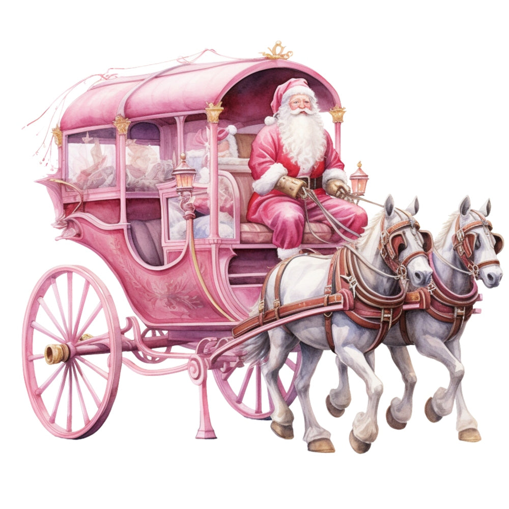 Pink Santa Claus Fabric Panel 3 QuiltingFabricPanels