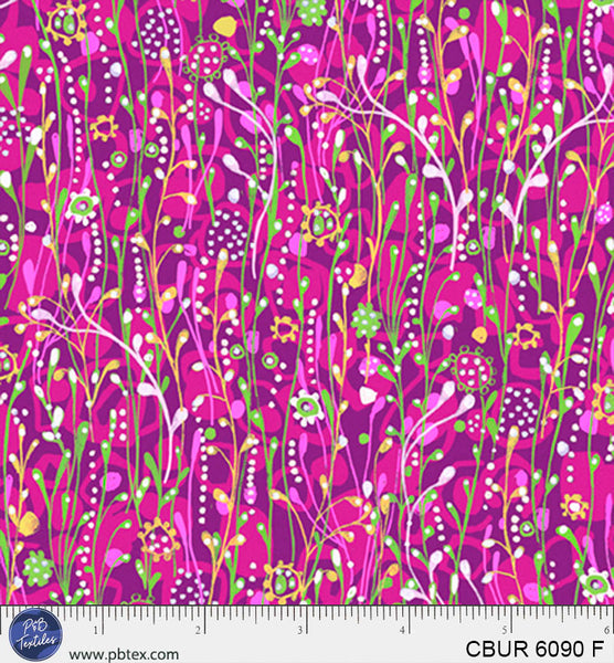 Pink Vine Color Burst Cotton 44"/45" Fabric Per Yard