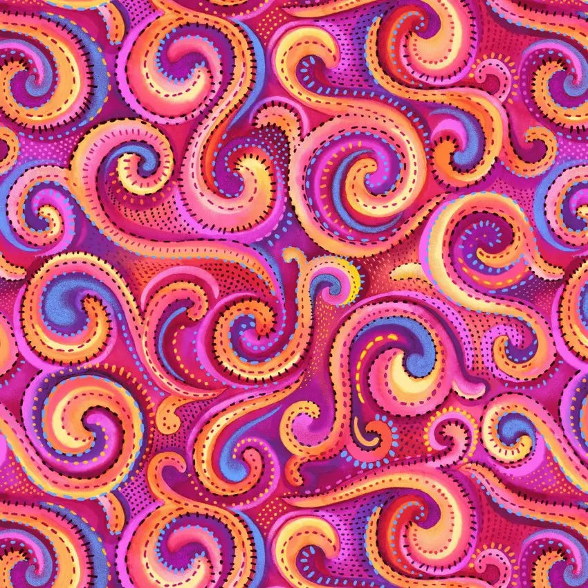 Pink Whirlwind Swirl Cotton Wideback Fabric per yard - Linda's Electric Quilters