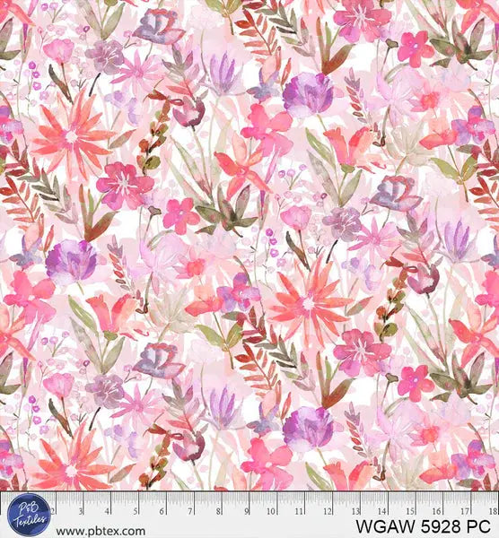 Pink Whispering Gardens Cotton Wideback Fabric Per Yard P&B Textiles