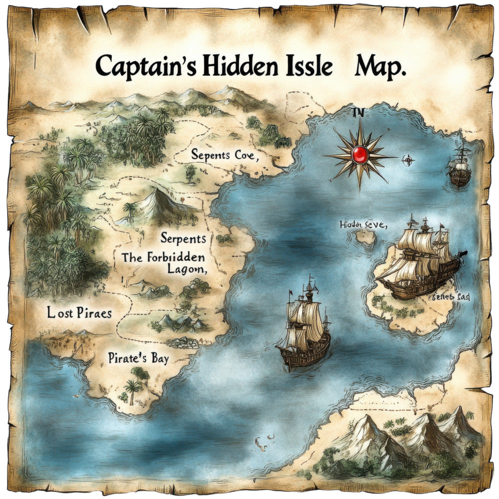 Pirate Treasure Map Fabric Panel 10 QuiltingFabricPanels