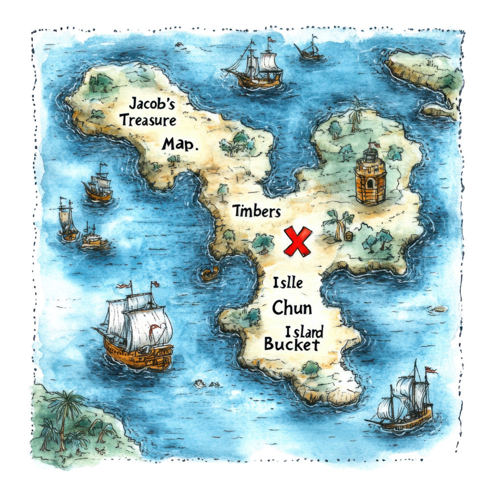 Pirate Treasure Map Fabric Panel 18 QuiltingFabricPanels