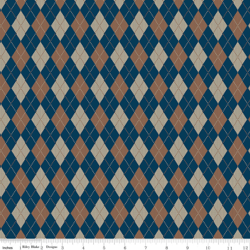 Riley Blake Plaid-Venture Club Archer navy plaid quilting cotton by the yard