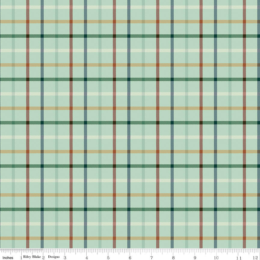 Riley Blake Plaid-Venture Club camper fern quilting cotton by the yard