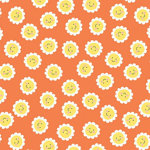 Playhouse Pals - Sunny Side - Coral 44" / 45" Fabric Per Yard