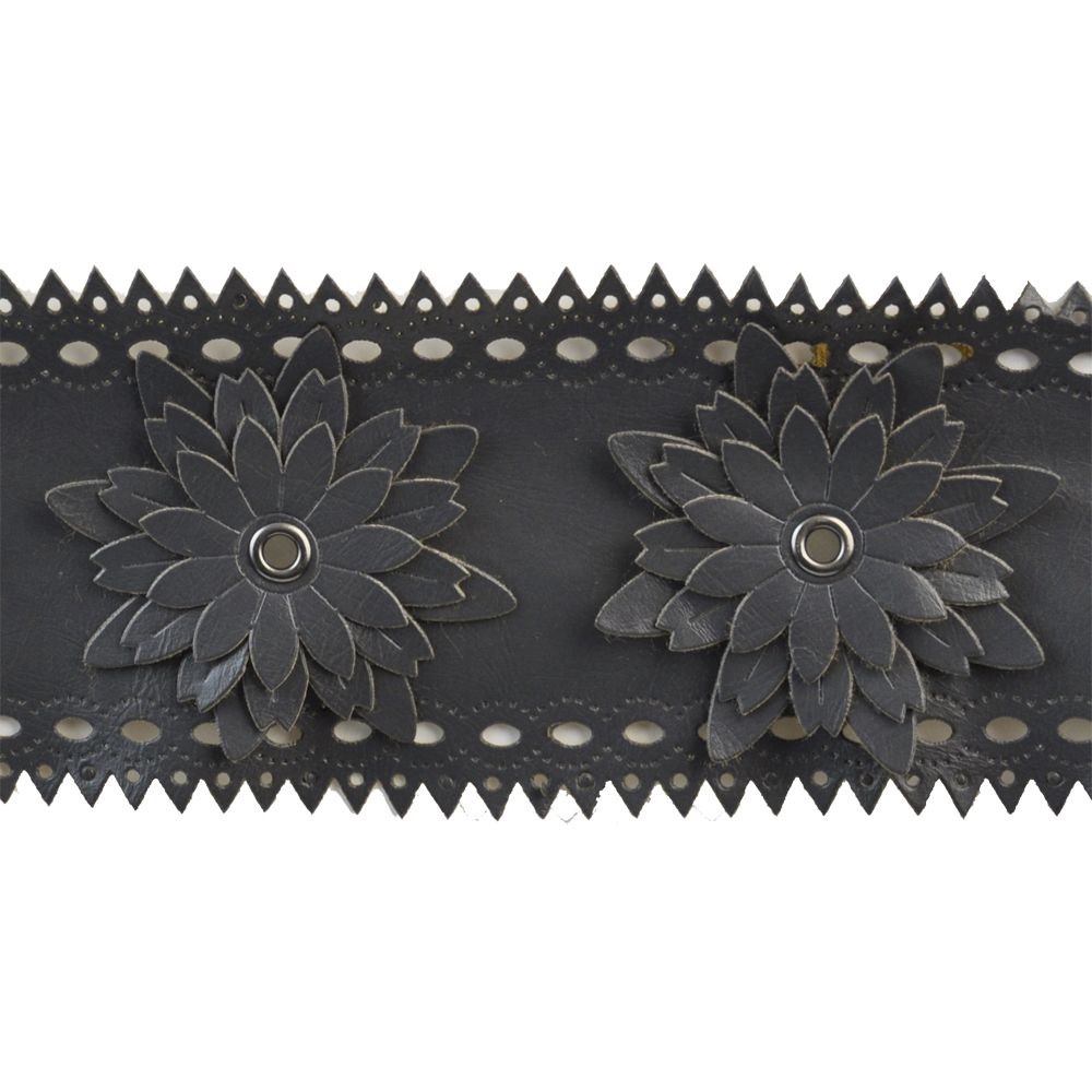 Pleather Flower Trim- 3" width - BR-7179-49