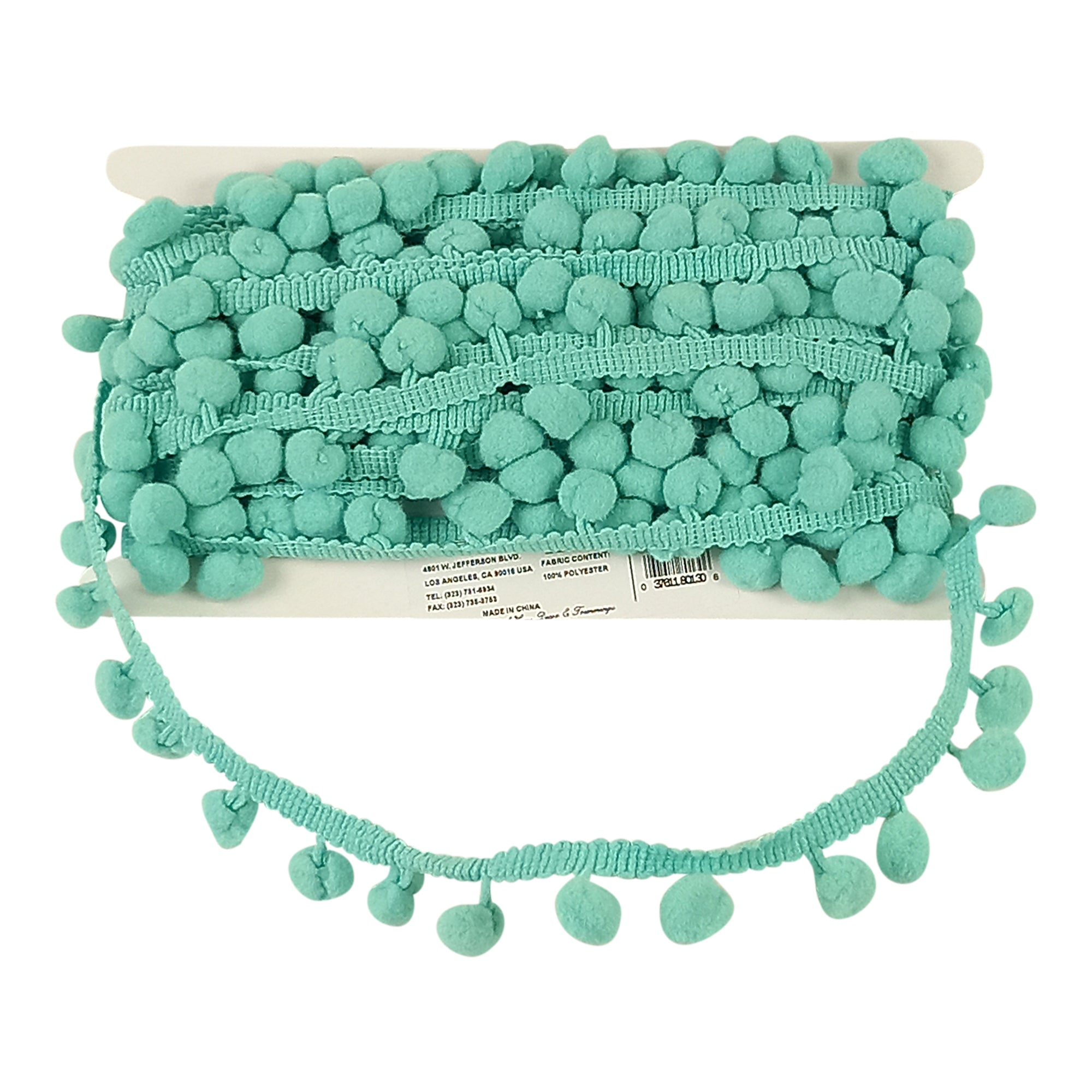 Pom Pom Collection - 5/8" width X 10-Yard Roll in Turquoise