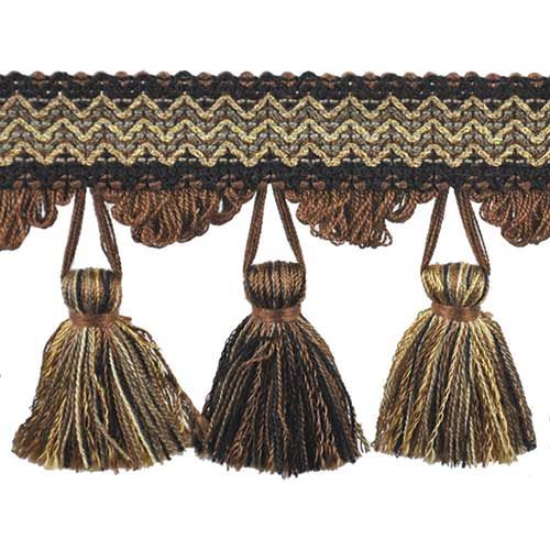 Pompeii Collection - 3 1/2" length TASSEL FRINGE (25 Yard Roll) - BF-4094-02/16 Black and Sable