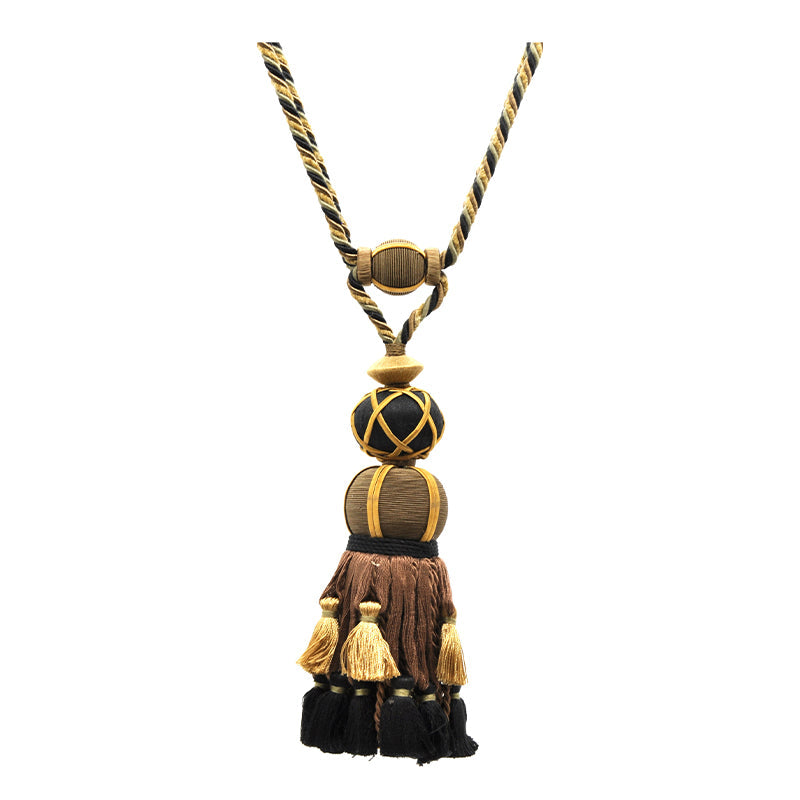 Pompeii Collection - 9" Length SINGLE TASSEL TIEBACK - BT-6006-02/16 Black and Sable