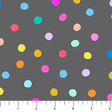 Pompoms Gray Multi Dewfall Cotton 44"/45" Fabric Per Yard Figo Fabrics