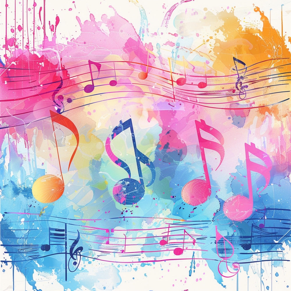 Pop Art Music Notes Fabric Panel 1