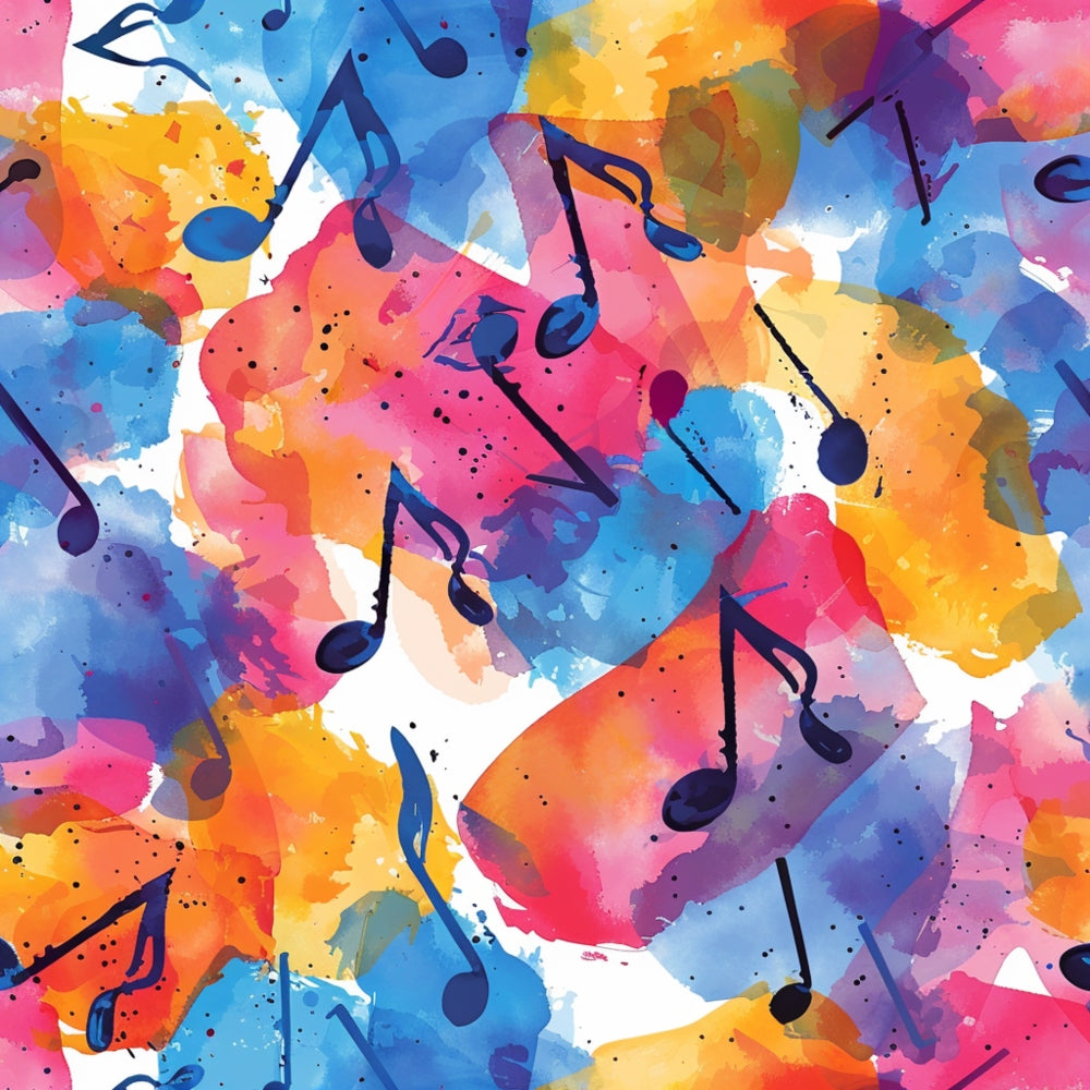 Pop Art Music Notes Fabric Panel 10 QuiltingFabricPanels