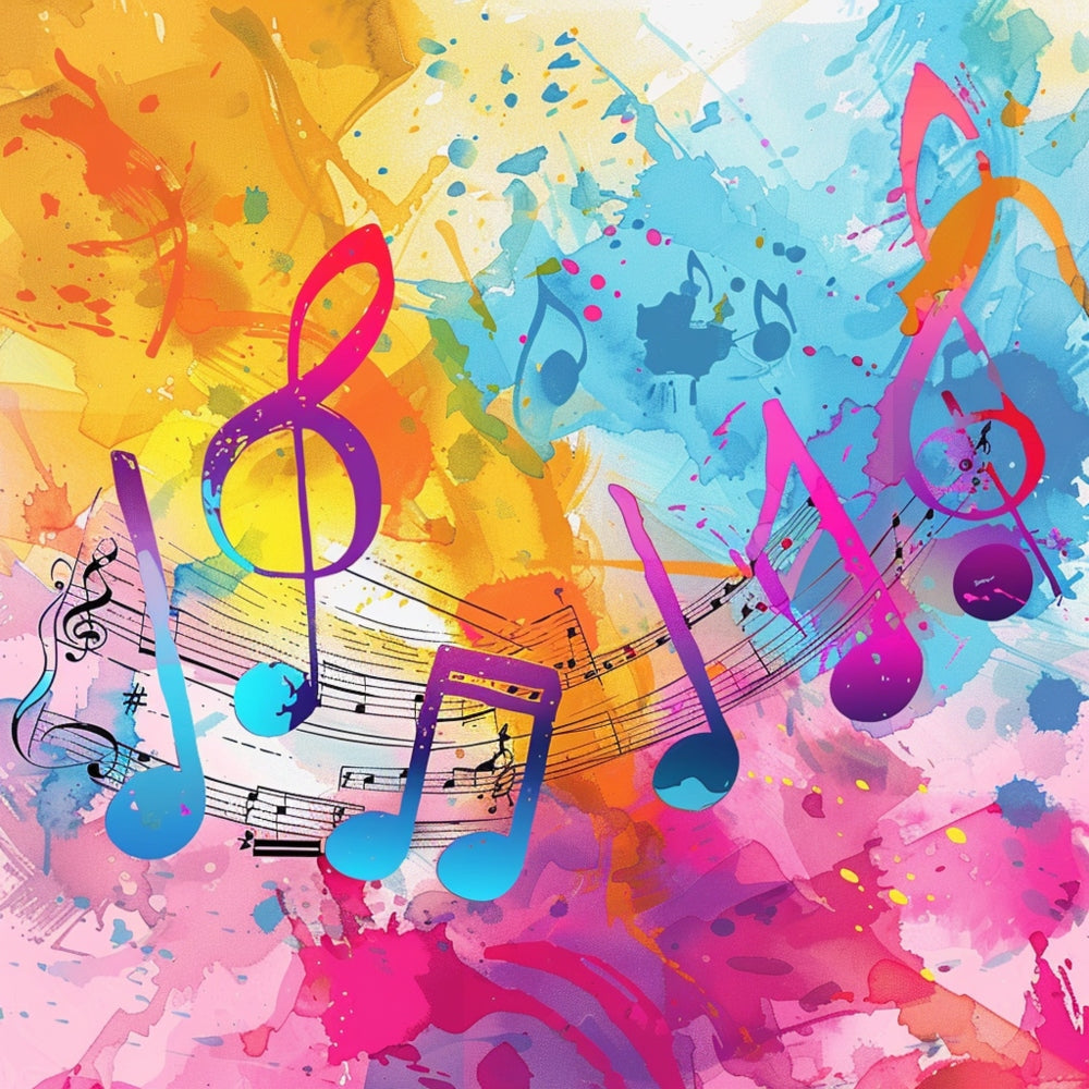 Pop Art Music Notes Fabric Panel 7 QuiltingFabricPanels