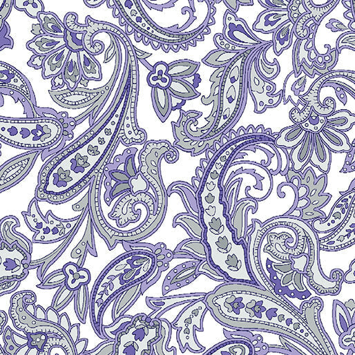 Porch Swing Bandana Rama quilting fabric in purple by Benartex, bandana print on purple cotton, sold by the yard