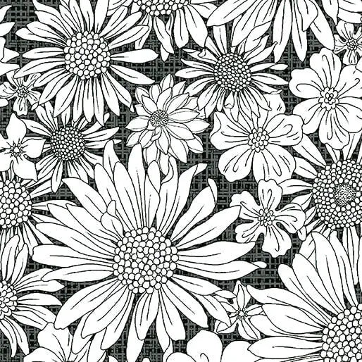Porch Swing - Upsy Daisy - Charcoal 44" / 45" Fabric Per Yard The Fabric Company