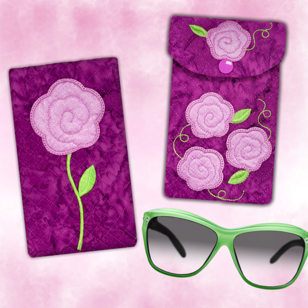 Posy Eyeglass Case In the Hoop Machine Embroidery Designs Pickle Pie Designs
