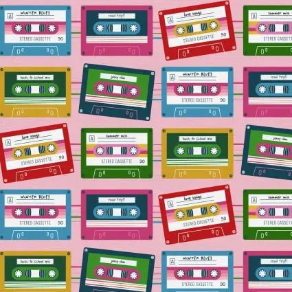Press Play Cassette Stripe 43"/44" Fabric Per Yard PBS Fabrics