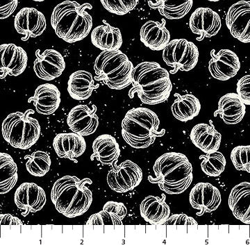 Pumpkin Toss Black 44"/45" Cotton Fabric Per Yard