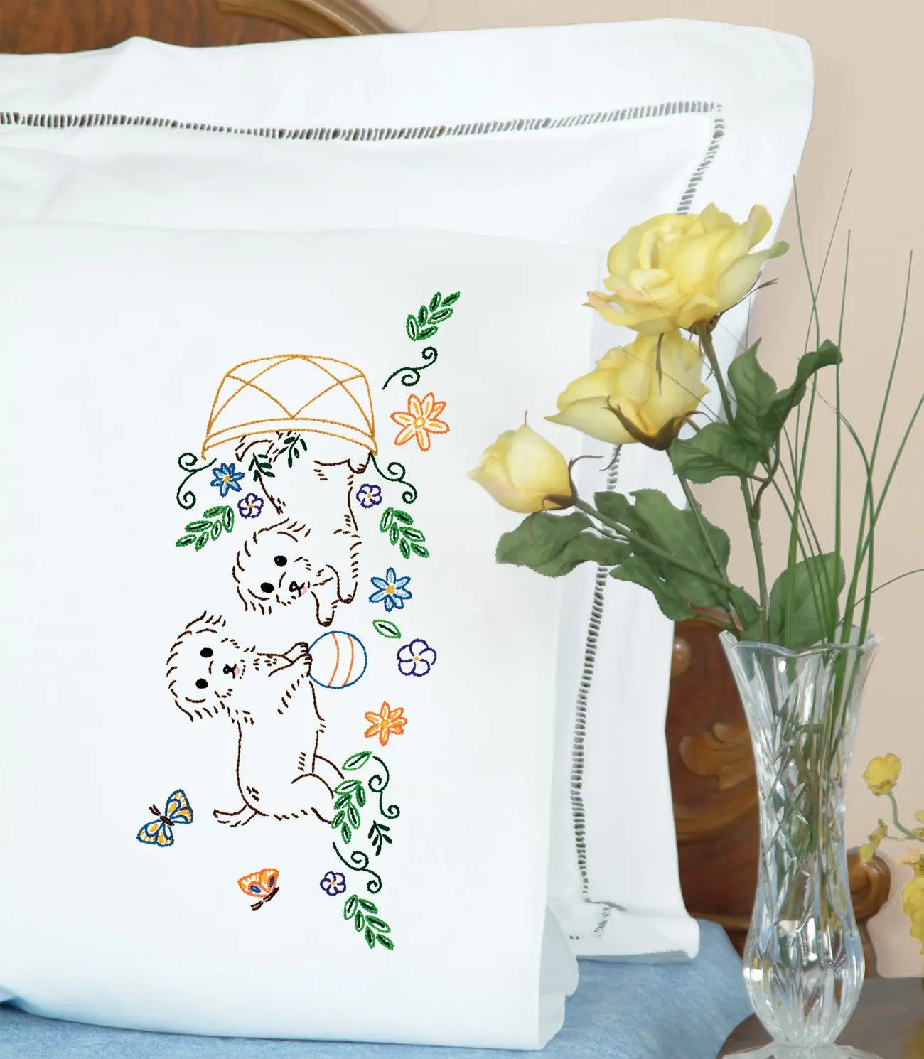 Puppies Perle Edge Pillowcases