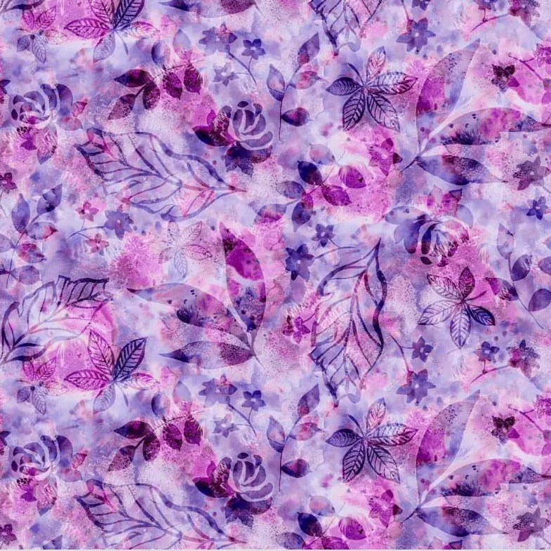 Purple Botanics Cotton Wideback Fabric Per Yard P&B Textiles