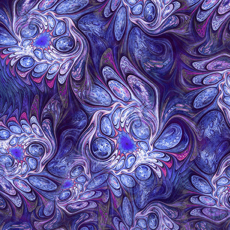 Purple Mystic Owls Abstract Marble Wideback Cotton