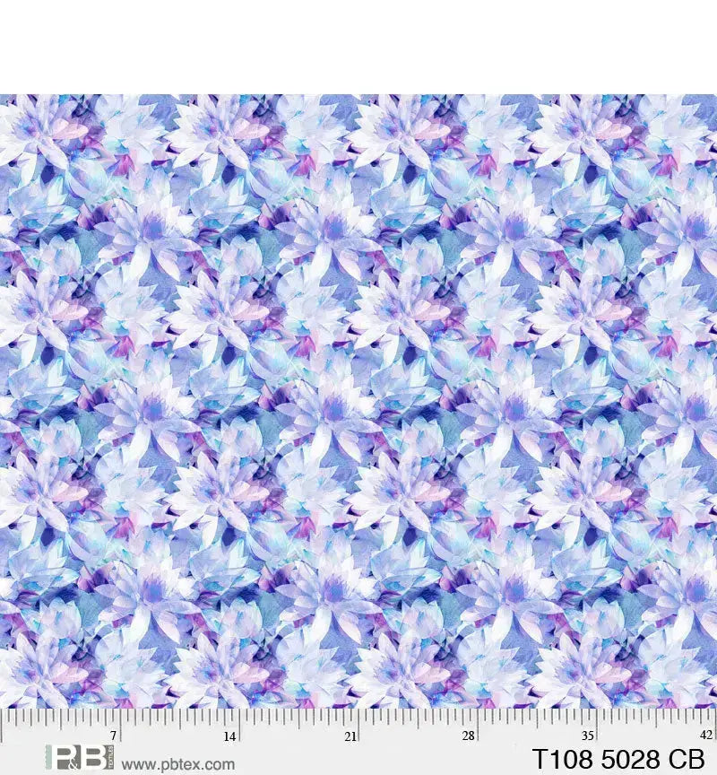 Purple Translucence Flowers Cotton Wideback Fabric per yard P&B Textiles