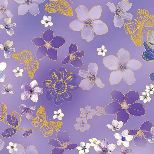 Purple Violet Ethereal Field Cotton 44"/45" Fabric Per Yard Benartex Inc