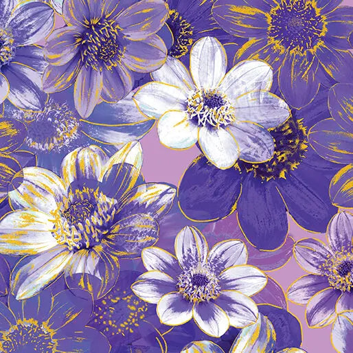 Purple Violet Garden Impressions Cotton 44"/45" Fabric Per Yard Benartex Inc