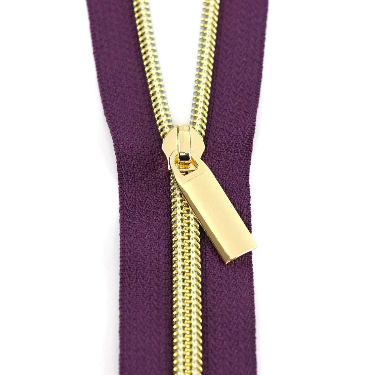 Purple #5 Nylon Gold Coil Zippers: 3 Yards with 9 Pulls Checker Distributor