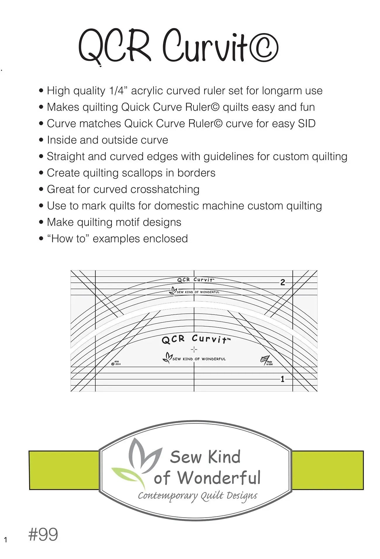 QCR Curvit Ruler for Longarm Quilting - Linda's Electric Quilters