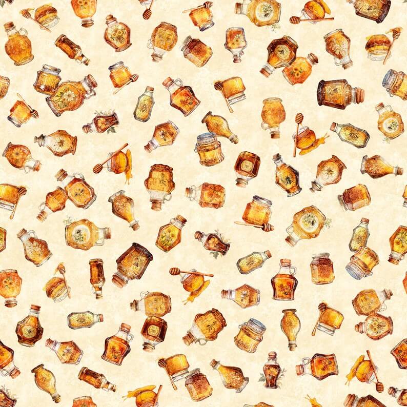 Queen Bee - Honey Bottles - Cream 44" / 45" Fabric Per Yard