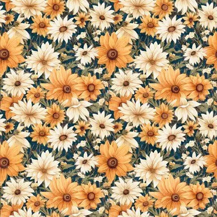 Queen Bee - Packed Floral - Midnight 44" / 45" Fabric Per Yard The Fabric Company