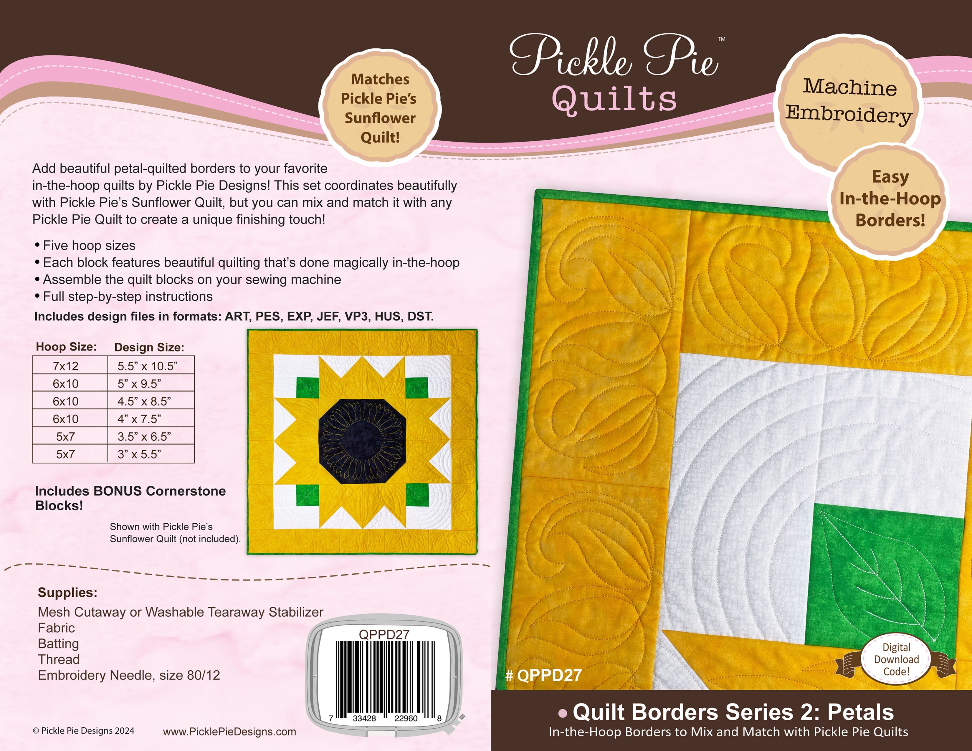 Quilt Borders Series 2: Petals In the Hoop Machine Embroidery Design