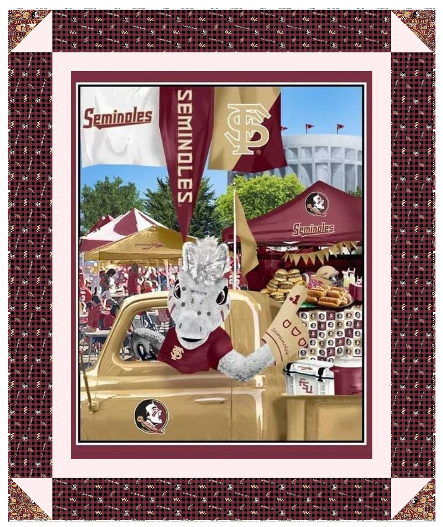 Florida State Seminoles tailgate panel quilt kit with batting